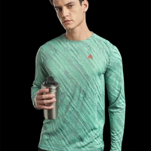 Men Jacquard Slim Fit Athlete AR-FLO Crew Neck Full Sleeves T-Shirt