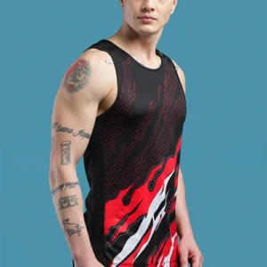 Men Graphics Slim Fit Athlete AR-FLO Low Cut Vest Black